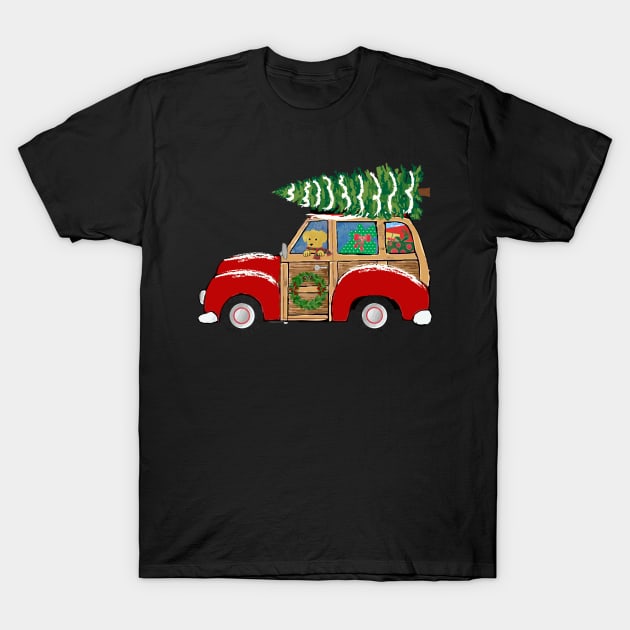 Christmas Woody Wagon- Bringing Home the Xmas Tree T-Shirt by emrdesigns